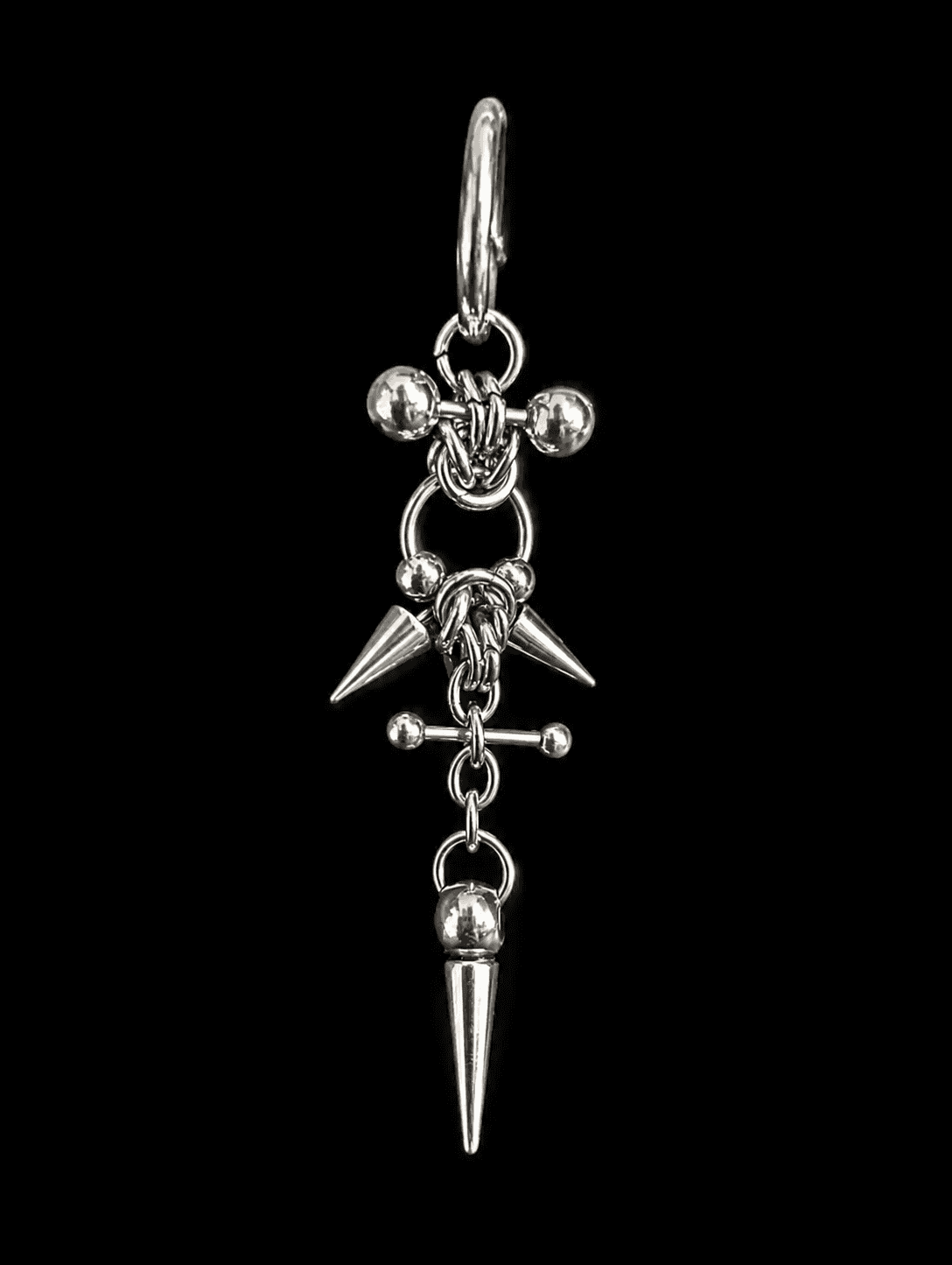 Industrial Spike Drop Chain Earring