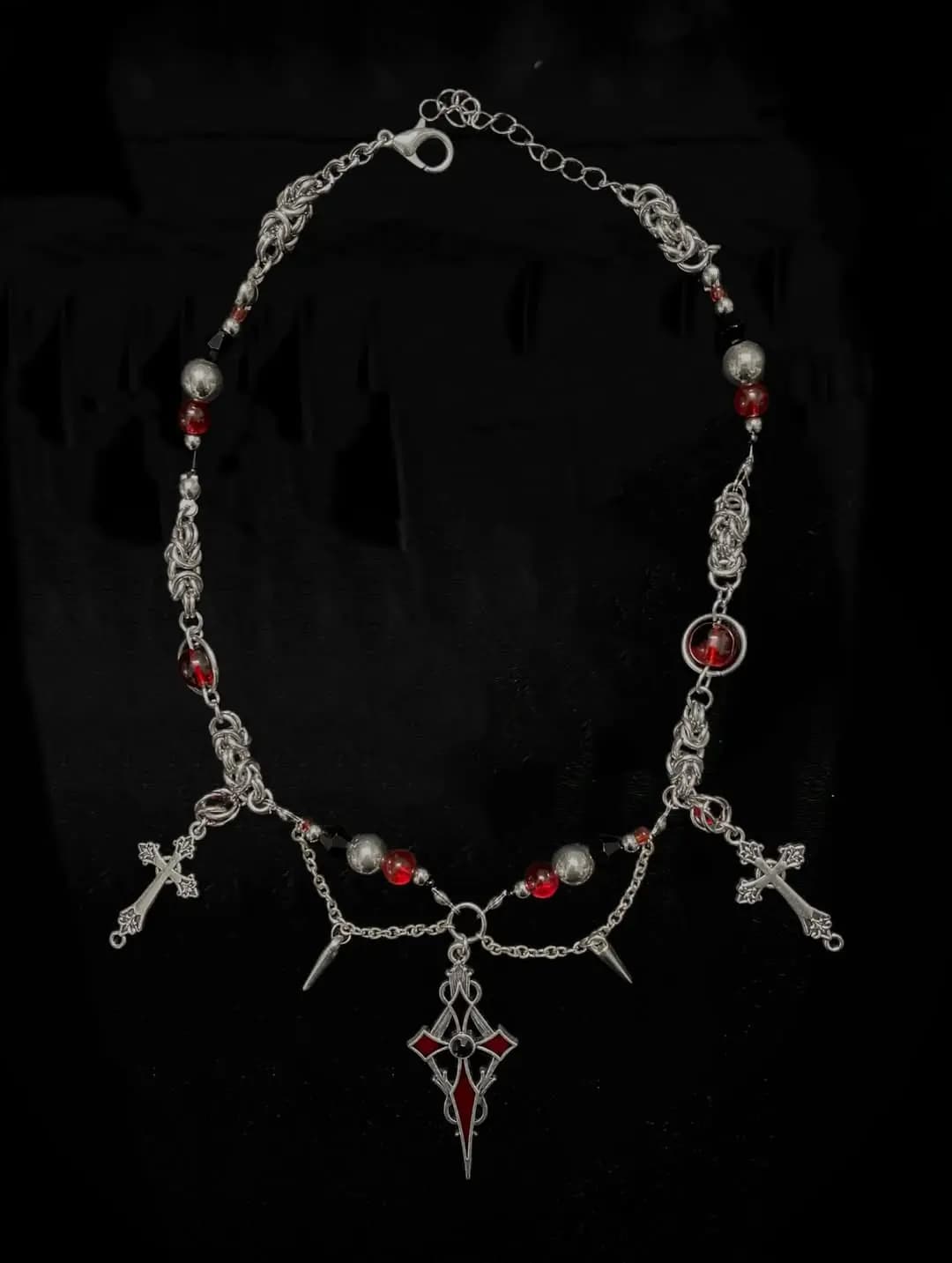 Crimson Sigil Chainmail Necklace