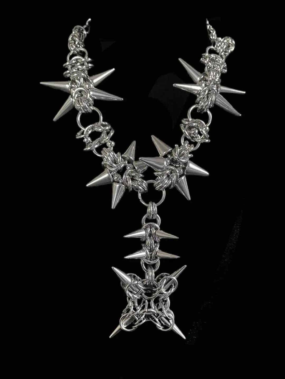 Thornfall Spire Chainmail Y Necklace