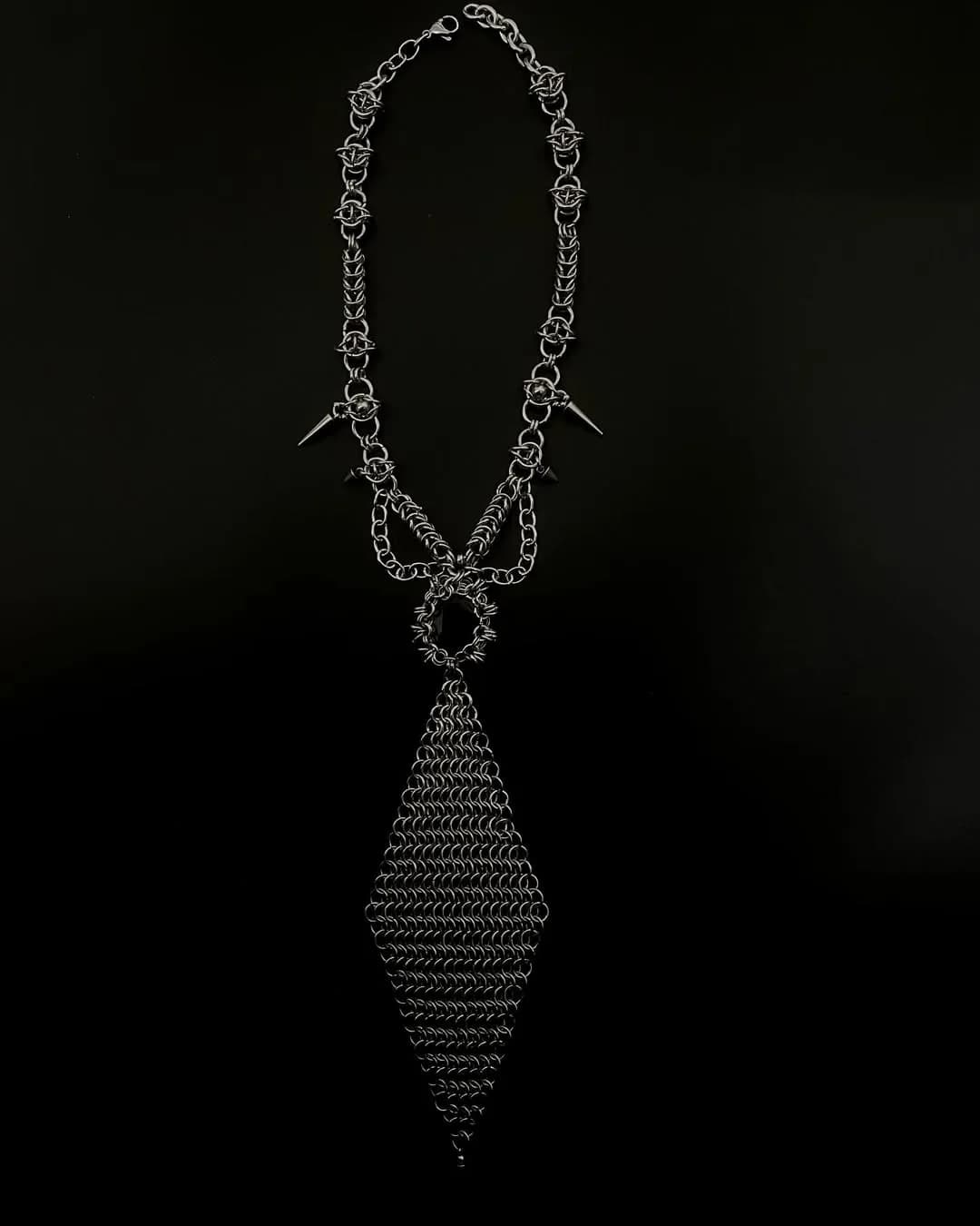 Obsidian Armour Tie Chainmail Necklace
