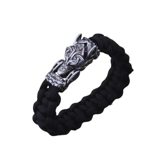 Viking Wolf Bracelet with Durable Fabric Straps