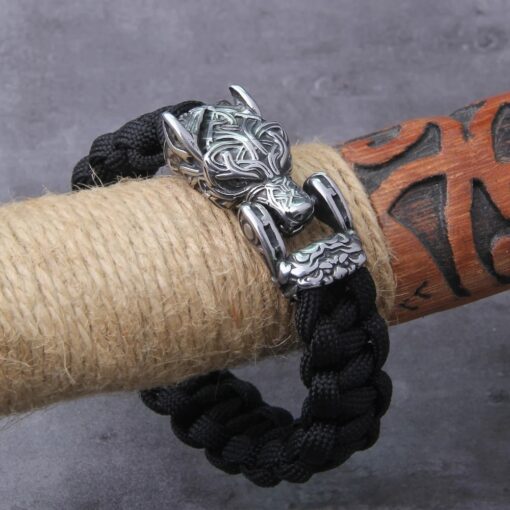 Viking Wolf Bracelet with Durable Fabric Straps - Image 5