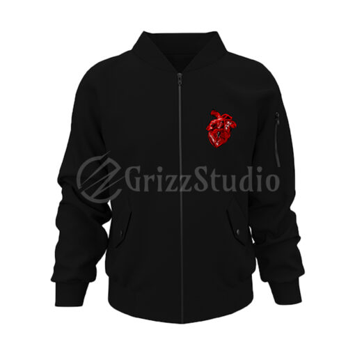 Embroidered Cross and Heart Bomber Jacket Special Collection - Image 5