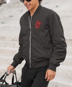 Embroidered Cross and Heart Bomber Jacket Special Collection
