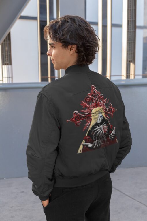 Embroidered Cross and Heart Bomber Jacket Special Collection - Image 2