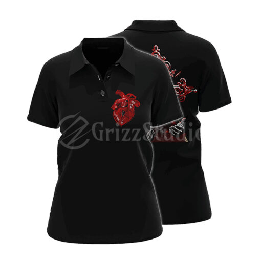 Embroidered Cross and Heart Polo T-Shirt Special Collection - Image 2