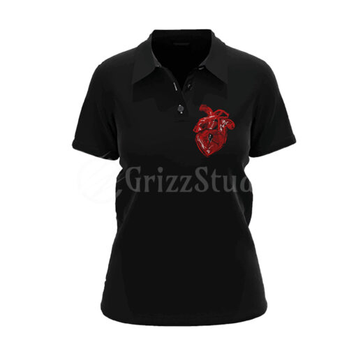 Embroidered Cross and Heart Polo T-Shirt Special Collection - Image 4