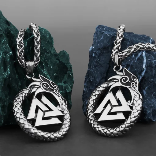 Valknut Dragon Pendant Necklace - Image 2