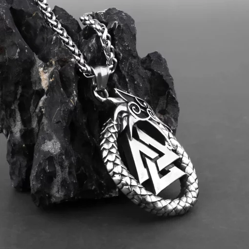 Valknut Dragon Pendant Necklace - Image 3