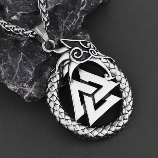 Valknut Dragon Pendant Necklace - Image 4