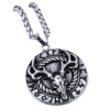 Silver Skull Deer Antlers Necklace