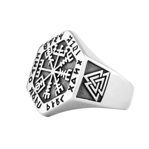 Vegvisir Runic Valknut Ring