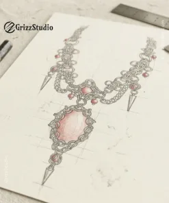 Gothic Dark Queen Necklaces — Handmade Gothic Necklace, Stainless Steel, Dark Silver, Grizz Studio