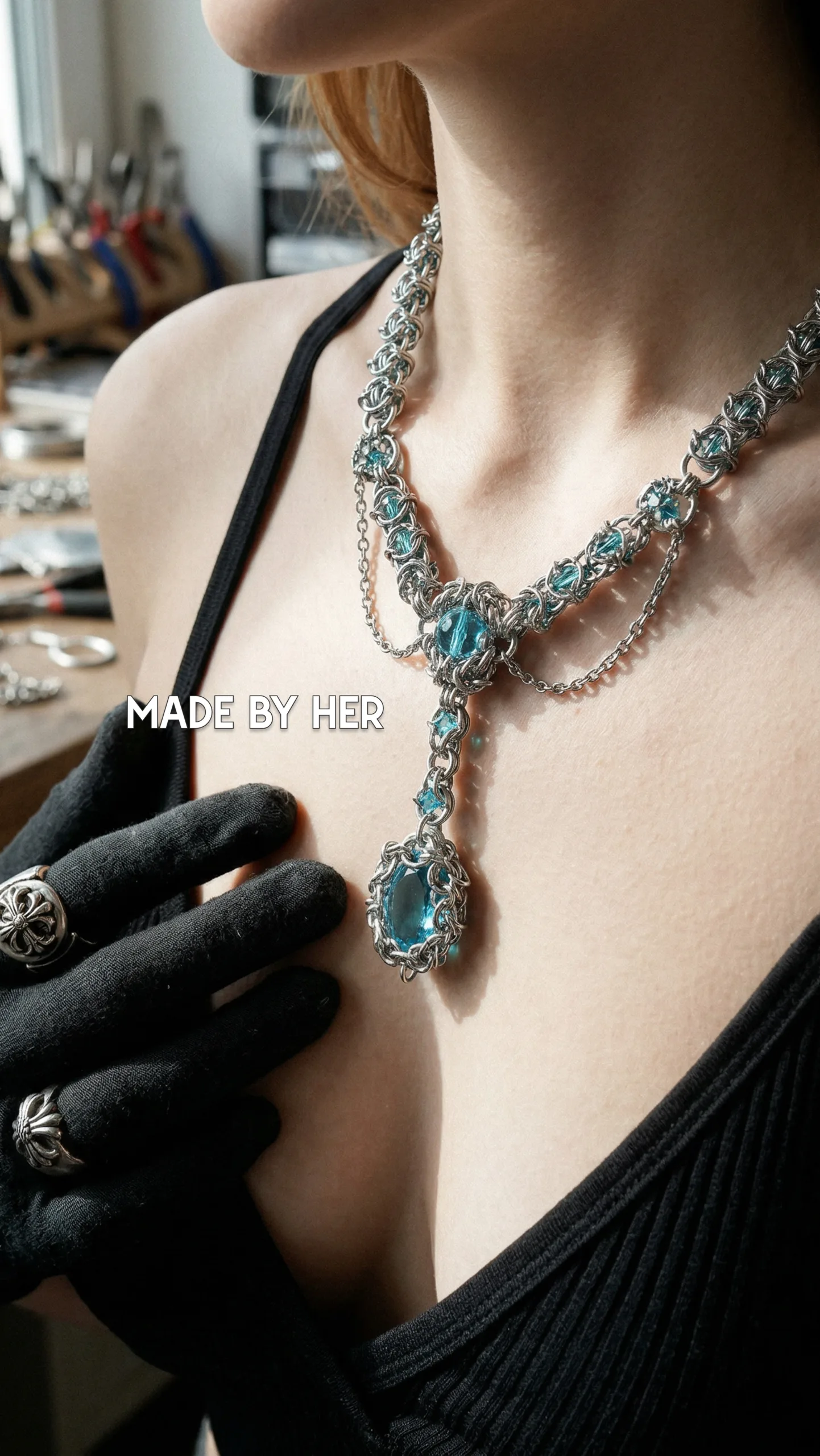 Aqua Sovereign Elven Chain Necklace - Image 2