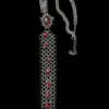 Gothic Chainmail Necklace with Red Crystal Drops — Handmade Gothic Necklace, Stainless Steel, Dark Silver, Grizz Studio