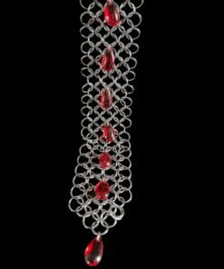 Alternative view of Gothic Chainmail Necklace with Red Crystal Drops