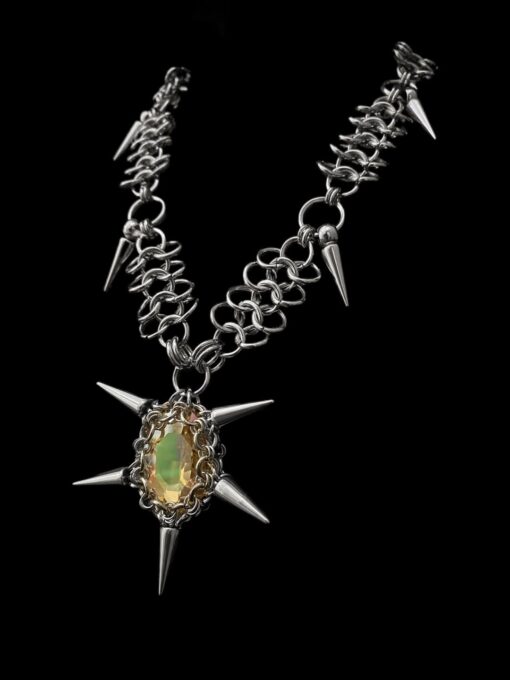 Gothic Solar Spike Chainmail Pendant - Image 3