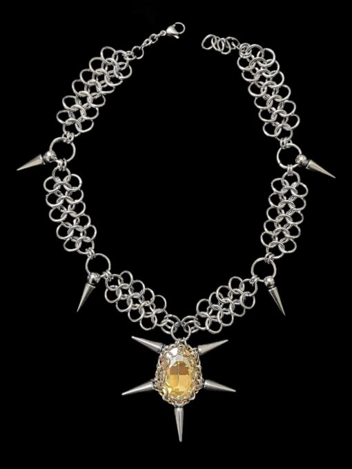 Gothic Solar Spike Chainmail Pendant - Image 2