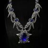 Gothic Spike Chain Necklace with Blue Crystal Pendant