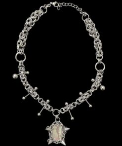 Gothic Spiked Pearl Amulet Chain Necklace