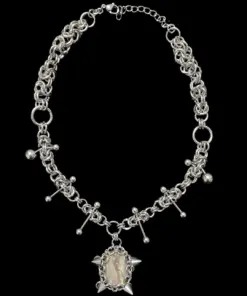 Gothic Spiked Pearl Amulet Chain Necklace