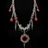 Vampire Bloodstone Bat Wing Chainmail Necklace — Handmade Gothic Necklace, Stainless Steel, Dark Silver, Grizz Studio