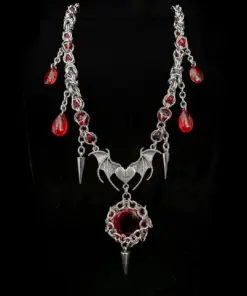 Vampire Bloodstone Bat Wing Chainmail Necklace