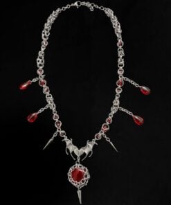 Alternative view of Vampire Bloodstone Bat Wing Chainmail Necklace