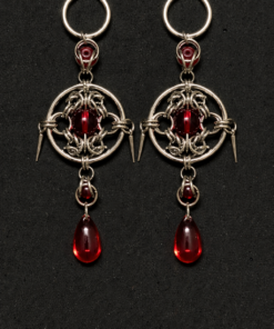 Crimson Blood Sigil Handmade Gothic Chainmaille Earrings