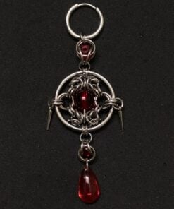 Alternative view of Crimson Blood Sigil Handmade Gothic Chainmaille Earrings