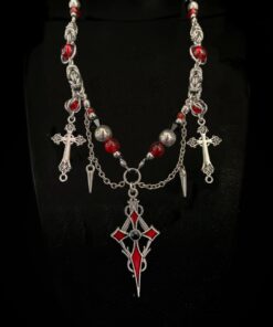 Alternative view of Crimson Sigil Chainmail Necklace