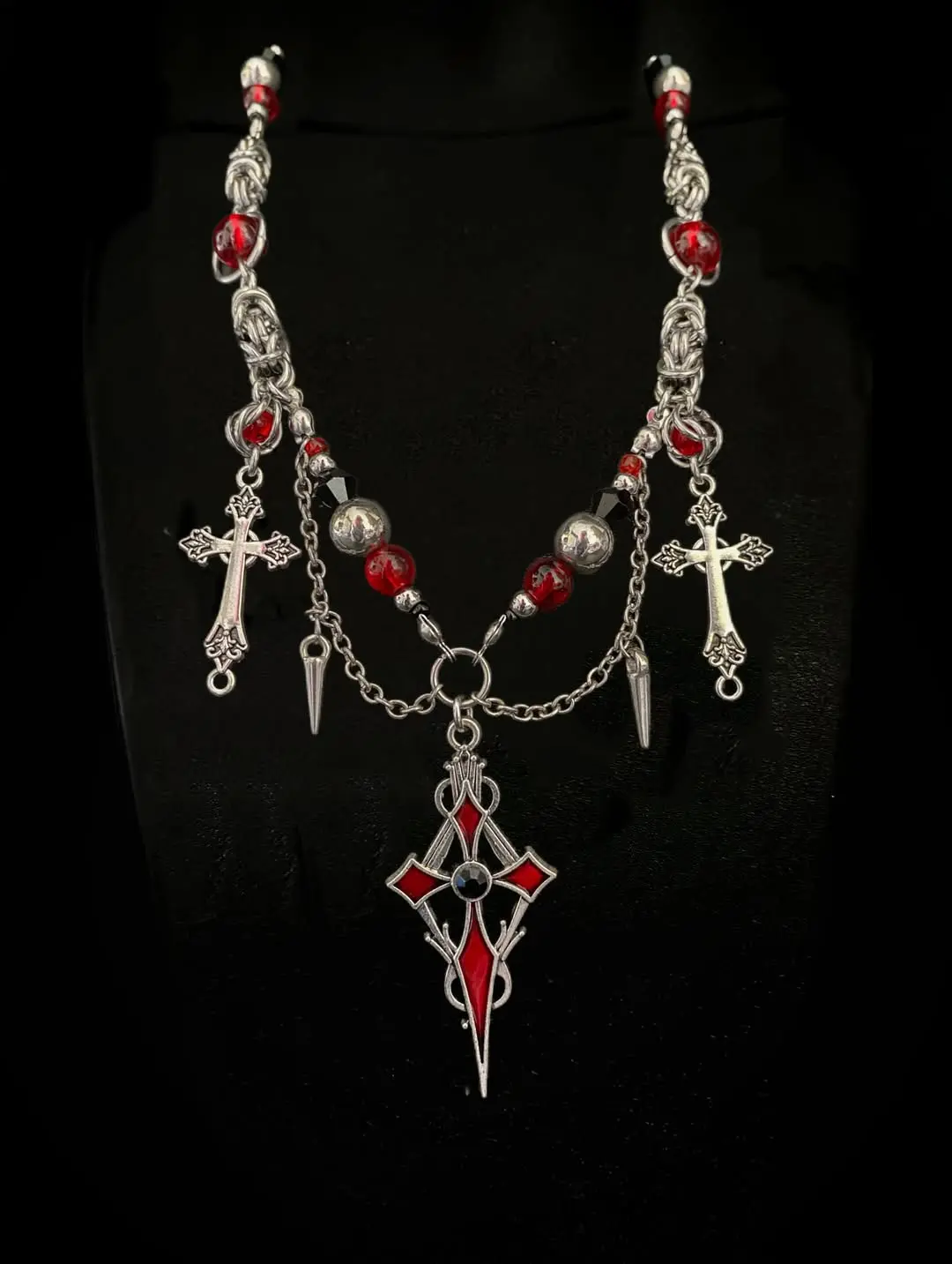 Crimson Sigil Chainmail Necklace - Image 2