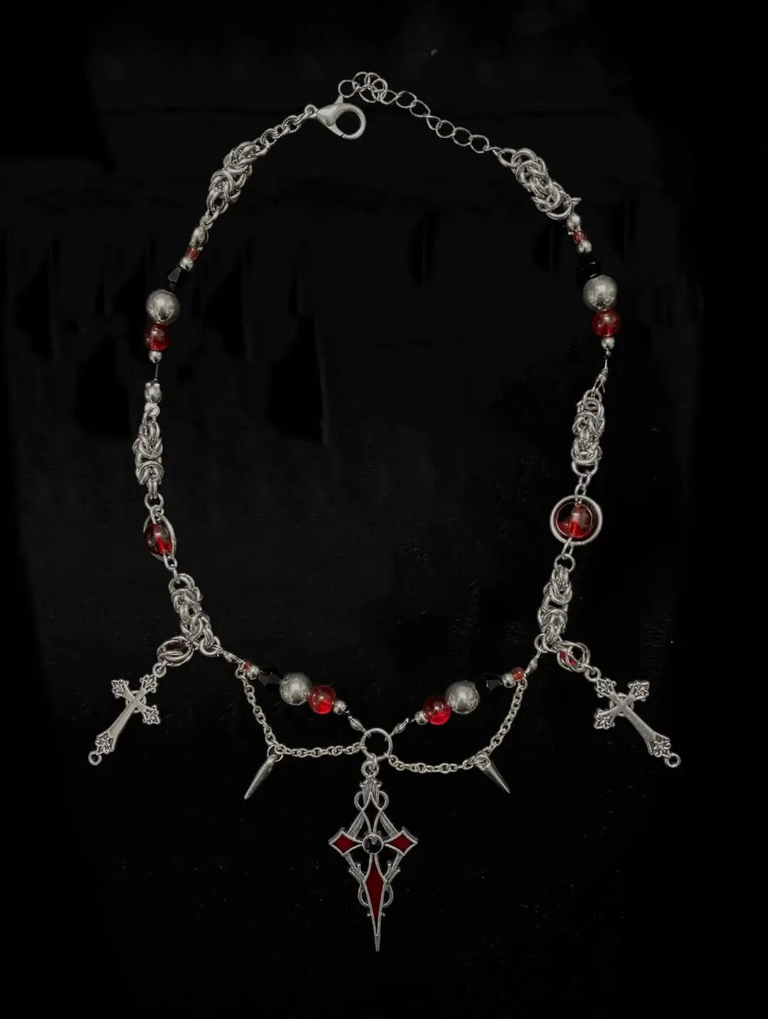 Crimson Sigil Chainmail Necklace