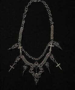Alternative view of Medieval Gothic Chainmail Necklace - Cross Pendant Dark Jewelry