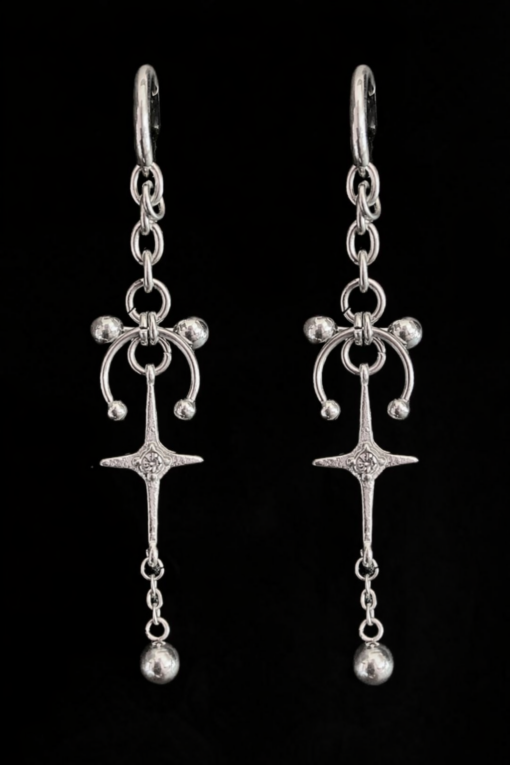 Arc Sigil Chain Drop Earring - Image 3