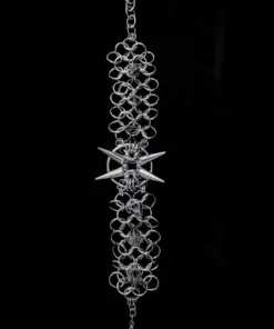 Astra Spiked Chainmail Bracelet — Handmade Gothic Bracelet, Stainless Steel, Dark Silver, Grizz Studio
