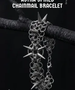 Astra Spiked Chainmail Bracelet — Handmade Gothic Bracelet, Stainless Steel, Dark Silver, Grizz Studio