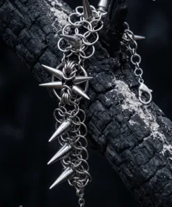 Astra Spiked Chainmail Bracelet — Handmade Gothic Bracelet, Stainless Steel, Dark Silver, Grizz Studio