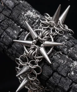 Alternative view of Astra Spiked Chainmail Bracelet