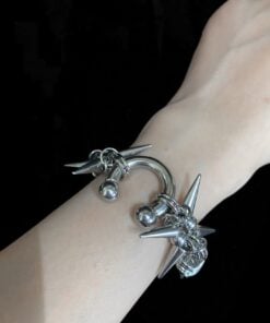 Alternative view of C-Sigil Spike Chainmail Bracelet
