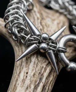 Alternative view of C-Sigil Spike Chainmail Bracelet