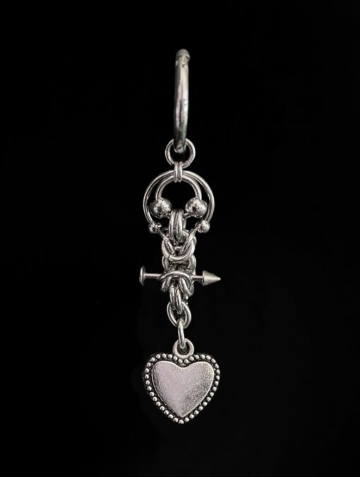 Chainmail Toggle Heart Drop Earring - Image 2