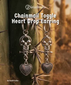 Chainmail Toggle Heart Drop Earring - Image 7