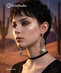 Chainmail Toggle Heart Drop Earring - Image 3