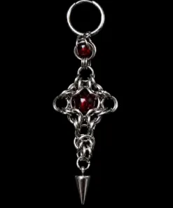 Crimson Sigil Chainmail Drop Earring