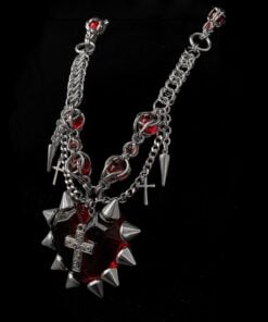 Alternative view of Crimson Spikeheart Chainmail Necklace