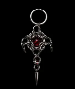 Crimson Core Chainmail Earring with Industrial Spikes