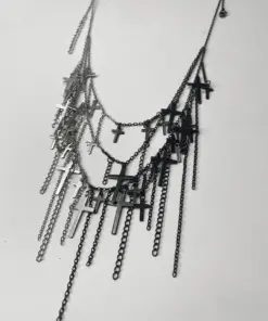 Eclipse Dualtone Chain Necklace — Handmade Gothic Necklace, Stainless Steel, Dark Silver, Grizz Studio