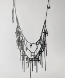 Eclipse Dualtone Chain Necklace — Handmade Gothic Necklace, Stainless Steel, Dark Silver, Grizz Studio