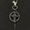 Gothic Chainmail Cross Keychain with Spike Pendant